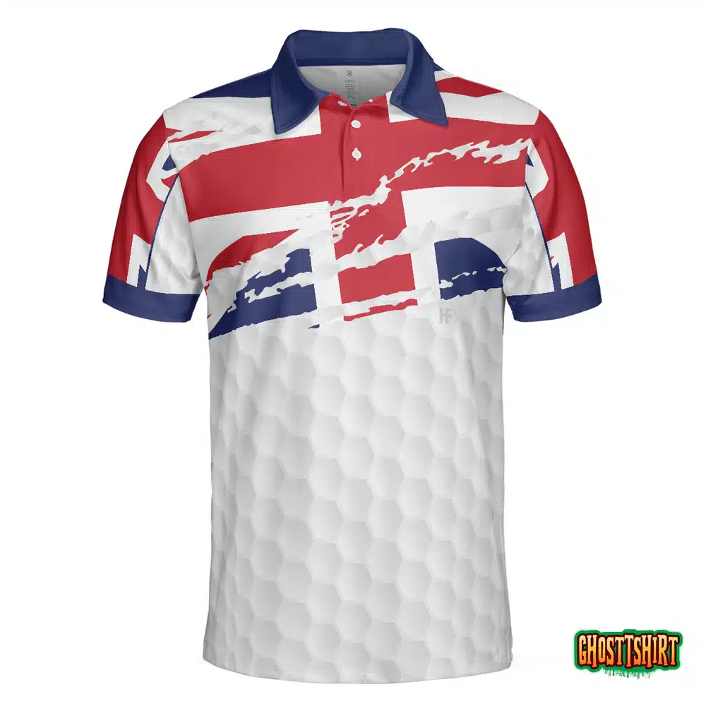 United Kingdom Flag Golf Texture Black Golfer Polo Shirt