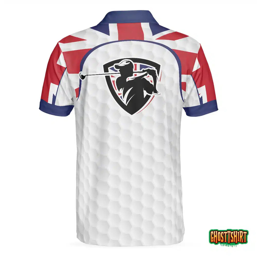 United Kingdom Flag Golf Texture Black Golfer Polo Shirt