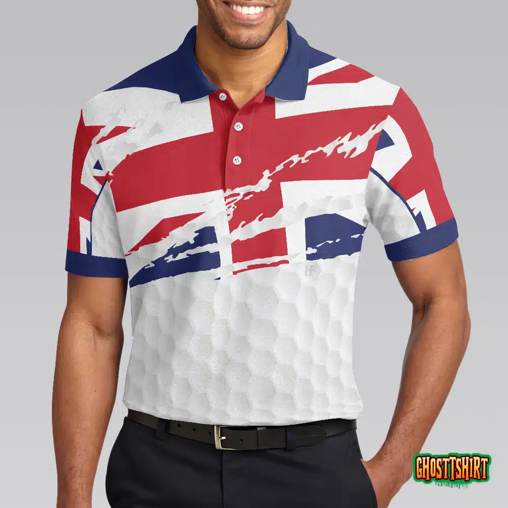 United Kingdom Flag Golf Texture Black Golfer Polo Shirt