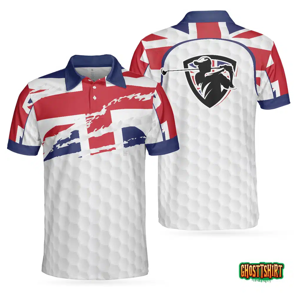United Kingdom Flag Golf Texture Black Golfer Polo Shirt
