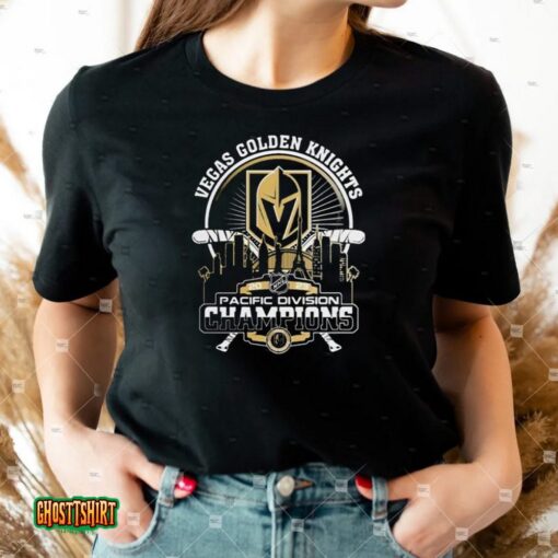 Vegas Golden Knights 2023 Pacific Division Champions City Skyline Unisex T-Shirt