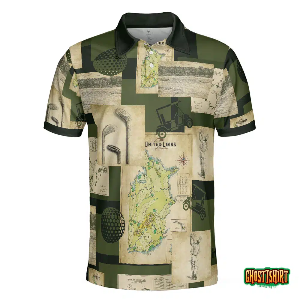 Vintage Golf Art All Over Print Polo Shirt