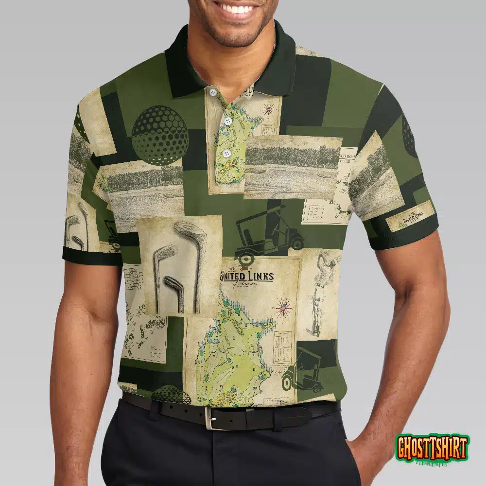 Vintage Golf Art All Over Print Polo Shirt