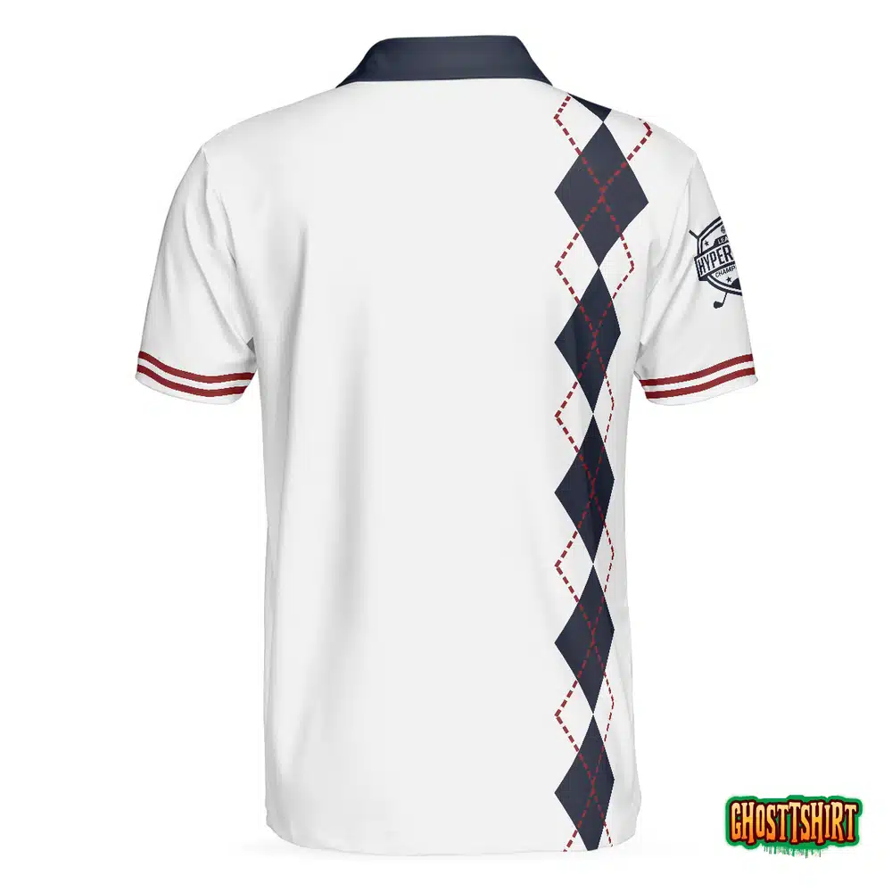 Weapons Of Grass Destruction Short Sleeve Polo Shirt, White And Navy Argyle Pattern Polo Shirt