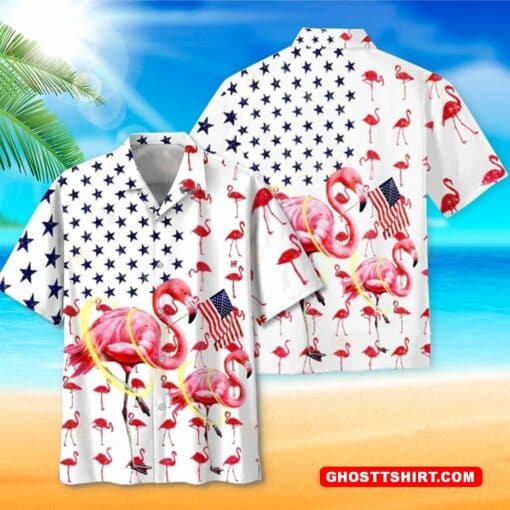 American Flag Hawaiian Shirt Beautiful Flamingo Happy 4th Of July Cool Hawaiian Shirts