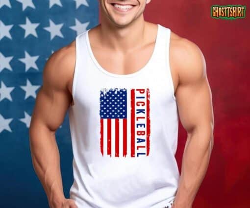 American Flag Pickleball 4th Of July Cool Sport Patriotic T-Shirt