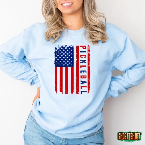 American Flag Pickleball 4th Of July Cool Sport Patriotic T-Shirt