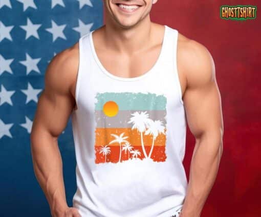Beach Palm Trees Shirt Summer Vacation Women Men Gifts Tank Top