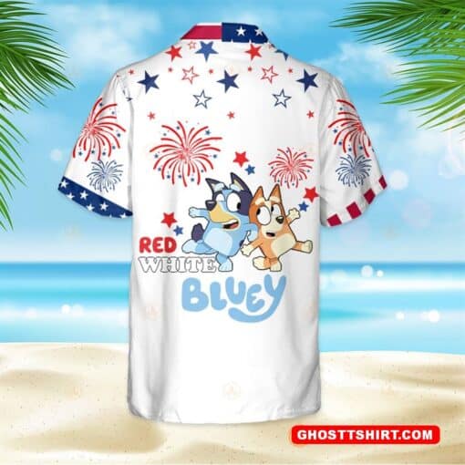Bluey Hawaiian Shirt Independence Day Red White Bluey Hawaiian Shirt