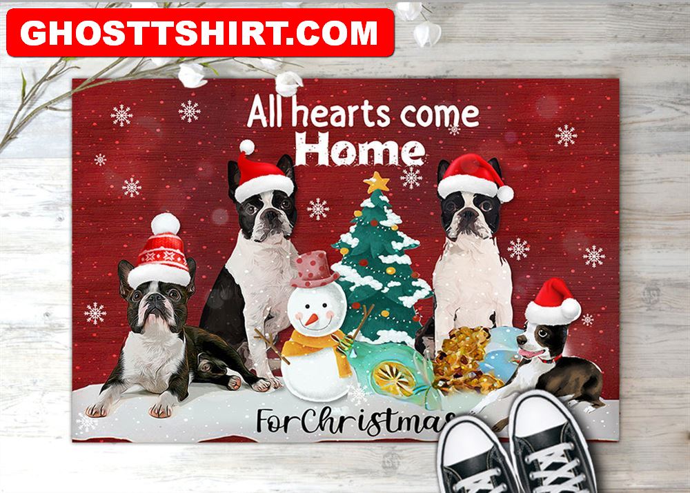 Boston Terrier – All Hearts Come Home Outdoor Christmas Doormat