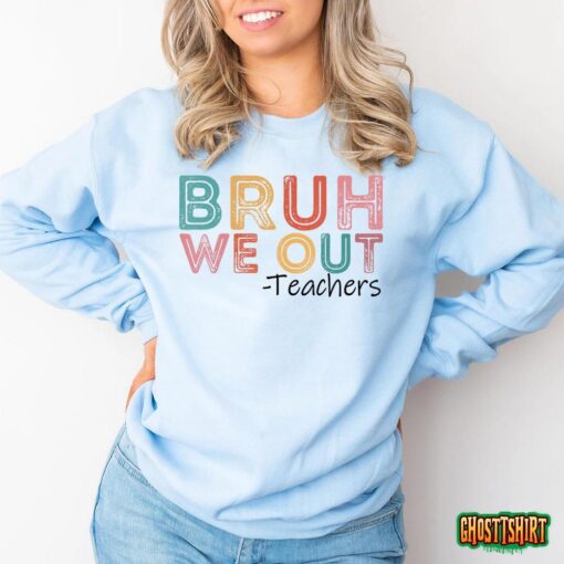 Bruh We Out Teachers Happy Last Day Of School Retro Vintage T-Shirt