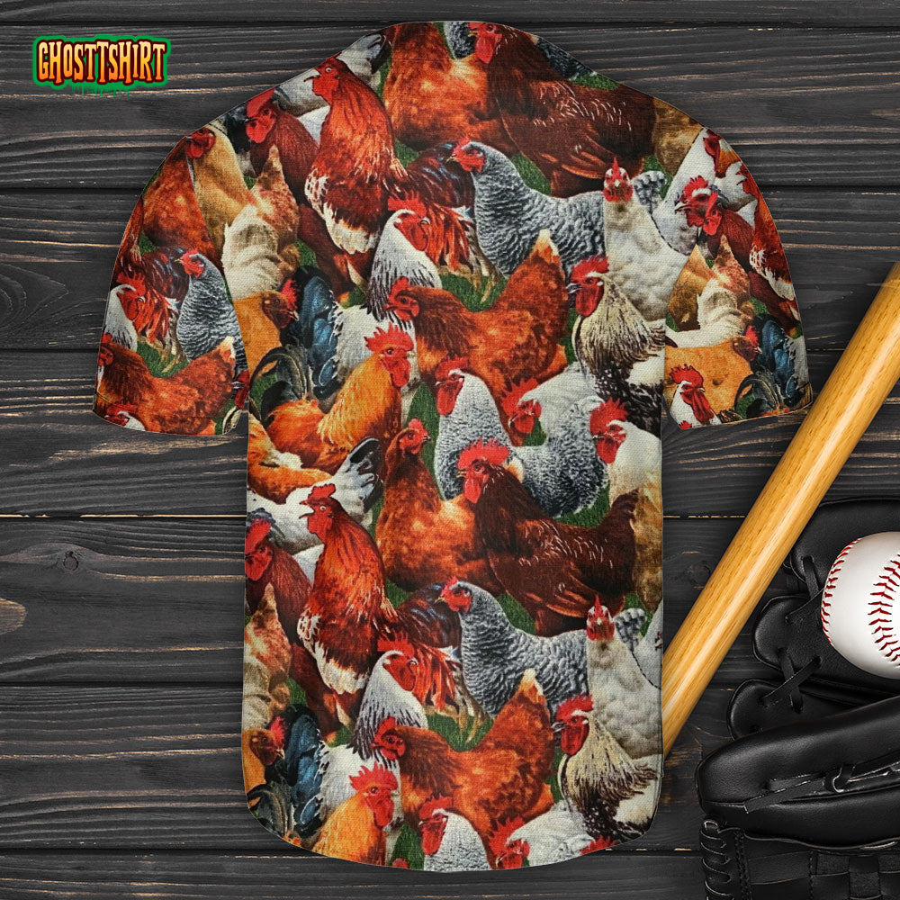 Chicken Farm Style Coloful Art Baseball Jersey