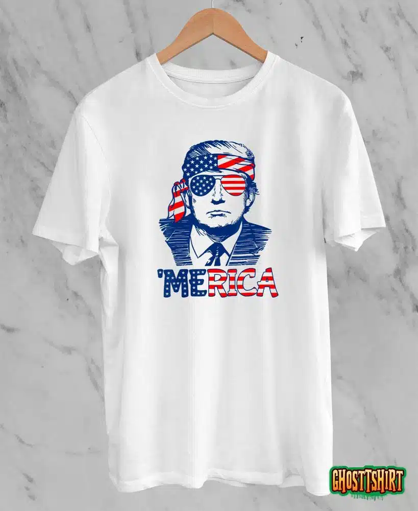 Cool Trump US American Flag Happy 4th Of July Funny Merica T-Shirt