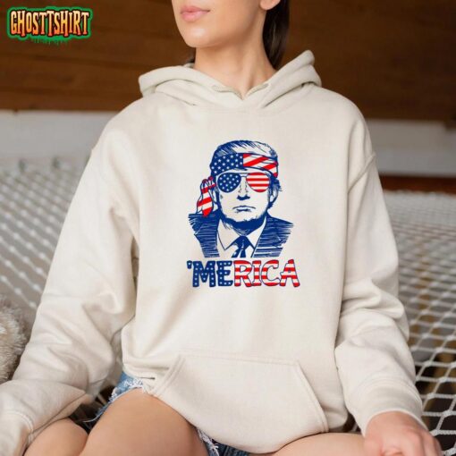 Cool Trump US American Flag Happy 4th Of July Funny Merica T-Shirt