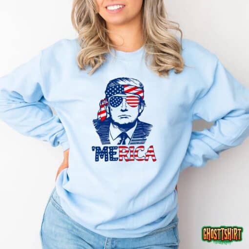 Cool Trump US American Flag Happy 4th Of July Funny Merica T-Shirt