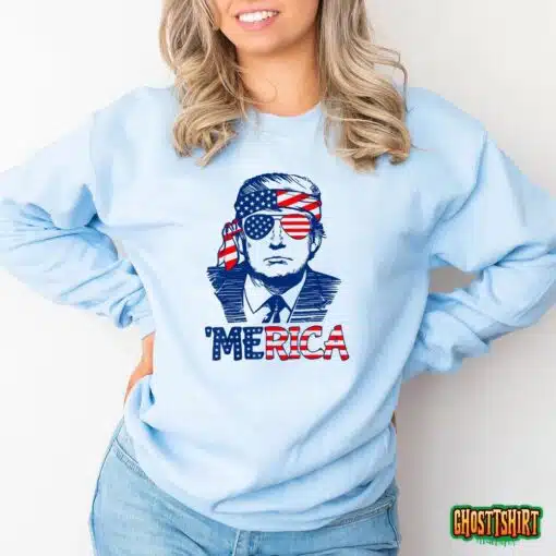 Cool Trump US American Flag Happy 4th Of July Funny Merica T-Shirt