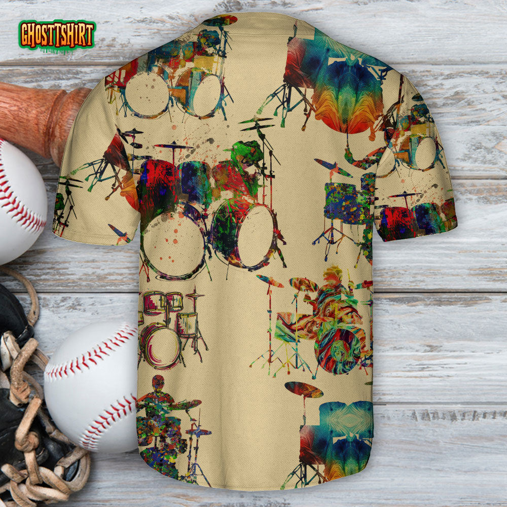 Drum Art Watercolor Style Baseball Jersey