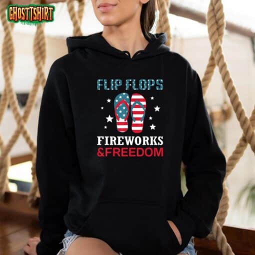 Flip Flops Fireworks And Freedom 4th Of July T-Shirt
