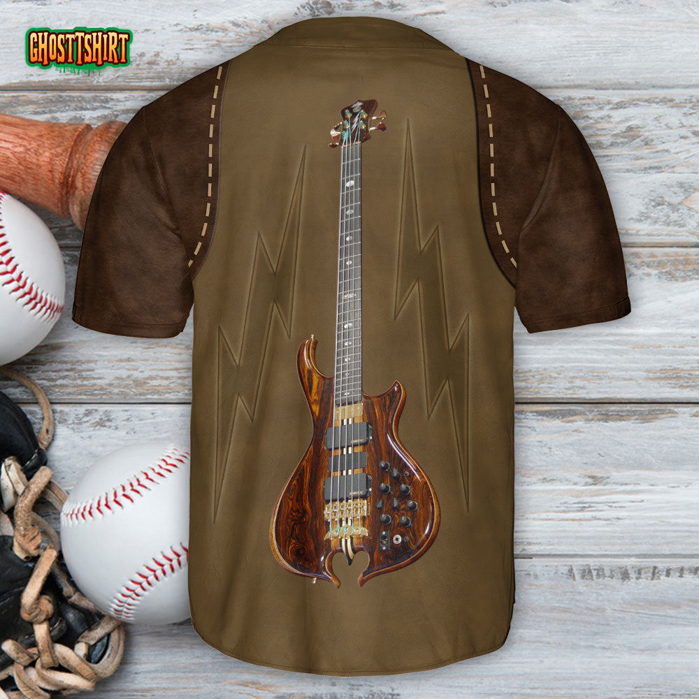 Guitar Music Rock Leather Style Baseball Jersey