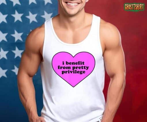 I Benefit From Pretty Privilege Heart In Pink Design Cool T-Shirt