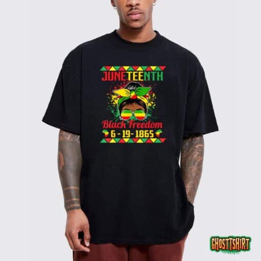 Juneteenth Celebrations through glasses of Bold Black Women T-Shirt