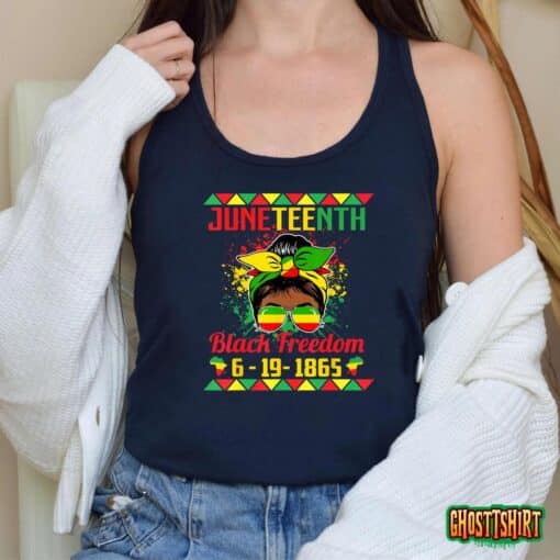 Juneteenth Celebrations through glasses of Bold Black Women T-Shirt