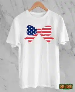 Kids Flag Bow Girls 4th of July Toddler Stars and Stripes Baby T-Shirt