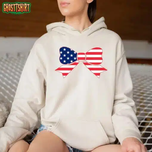 Kids Flag Bow Girls 4th of July Toddler Stars and Stripes Baby T-Shirt