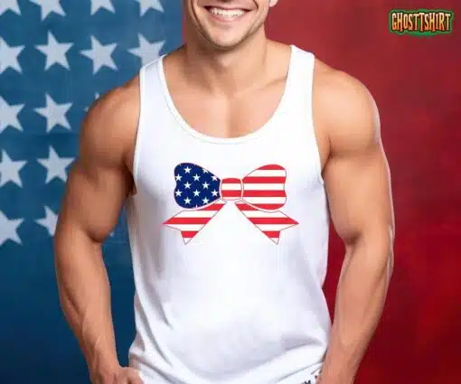 Kids Flag Bow Girls 4th of July Toddler Stars and Stripes Baby T-Shirt