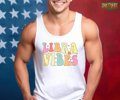 Libra Vibes Groovy Zodiac Birthday Women Girls T-Shirt