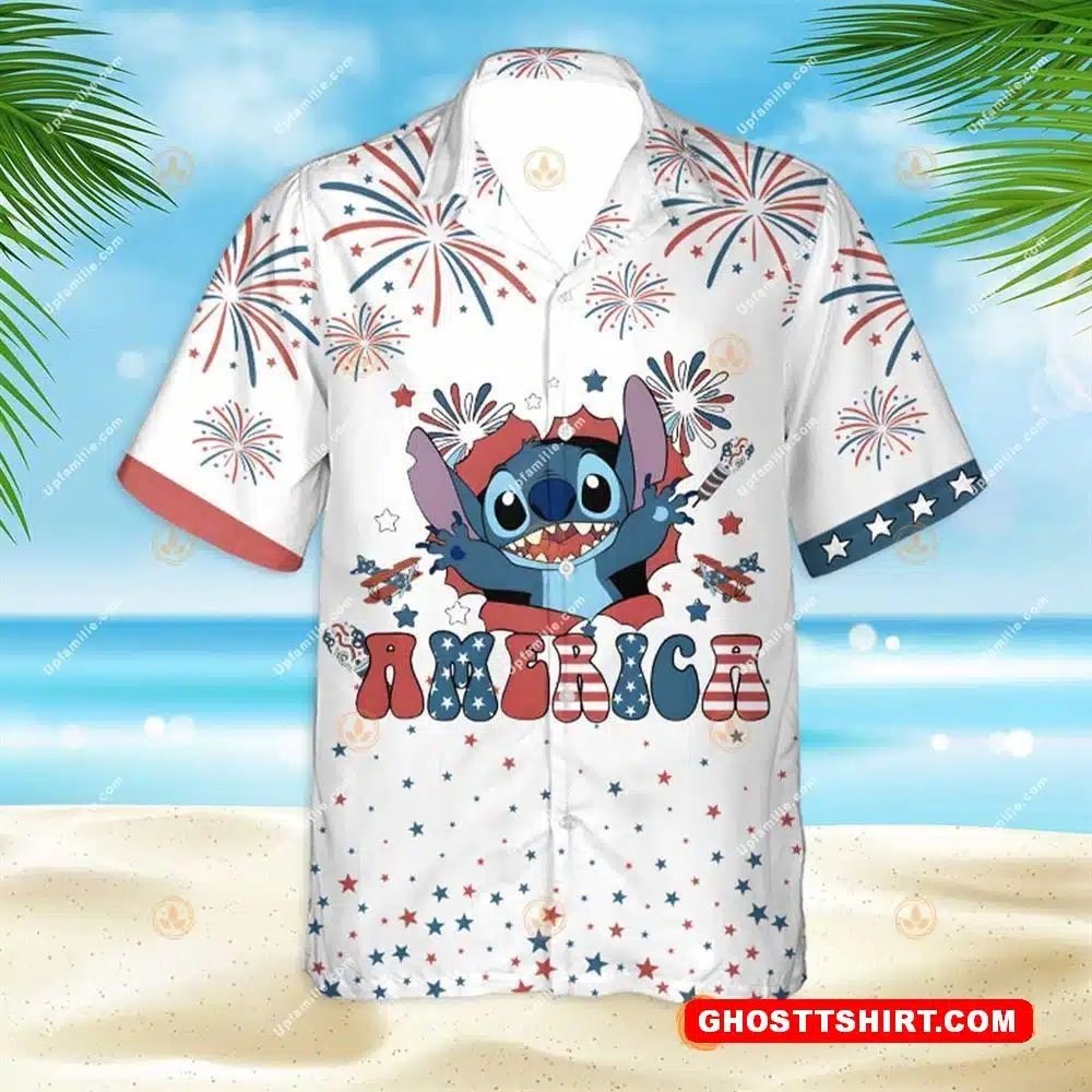 Lilo And Stitch Hawaiian Shirt America 4th Of July Cool Disney Hawaiian Shirt