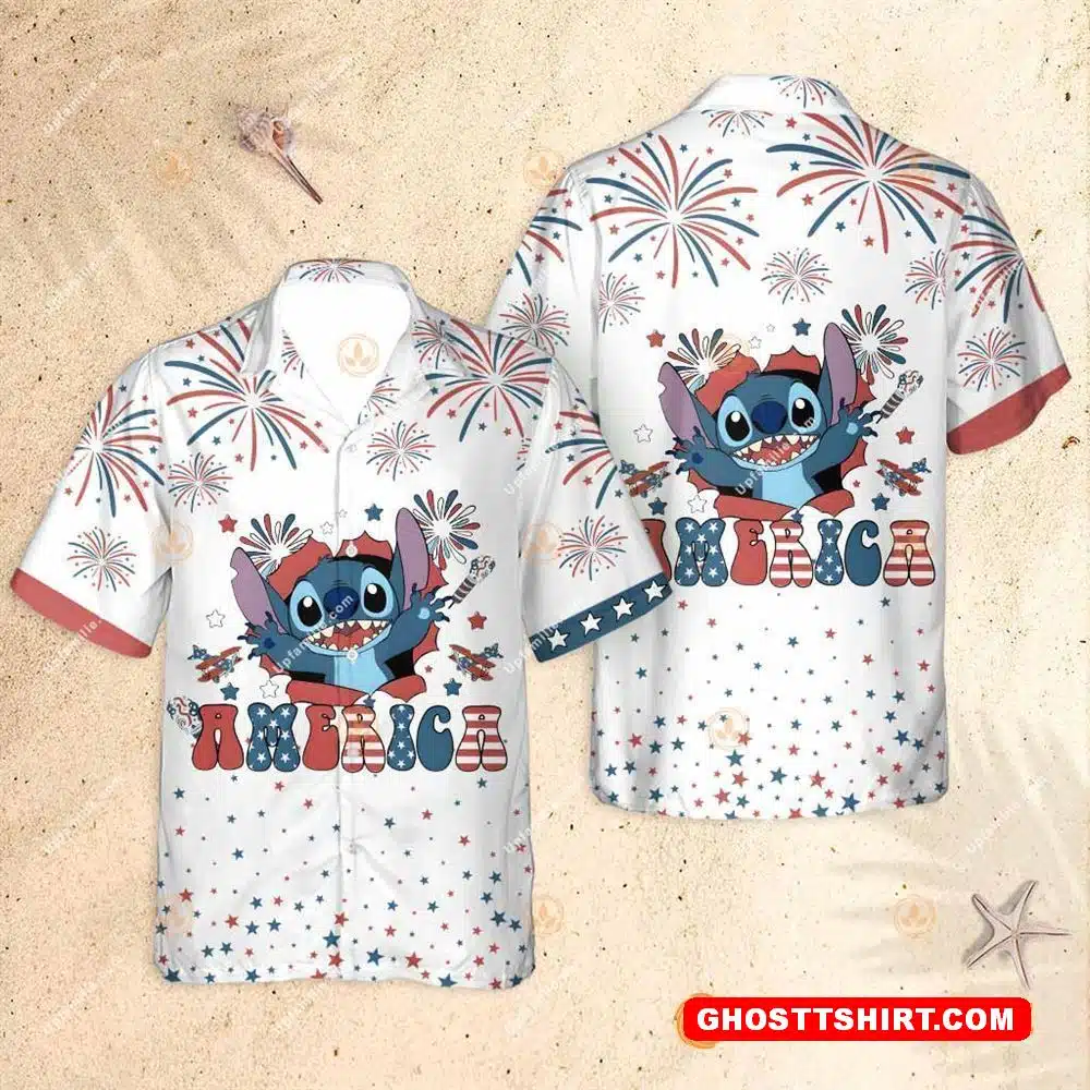 Lilo And Stitch Hawaiian Shirt America 4th Of July Cool Disney Hawaiian Shirt