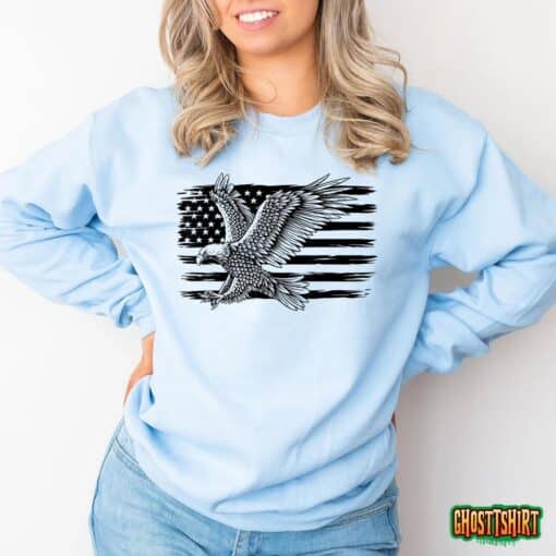 Mens American Flag Eagle 4th Of July Independence Day Patriotic T-Shirt
