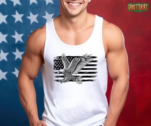 Mens American Flag Eagle 4th Of July Independence Day Patriotic T-Shirt