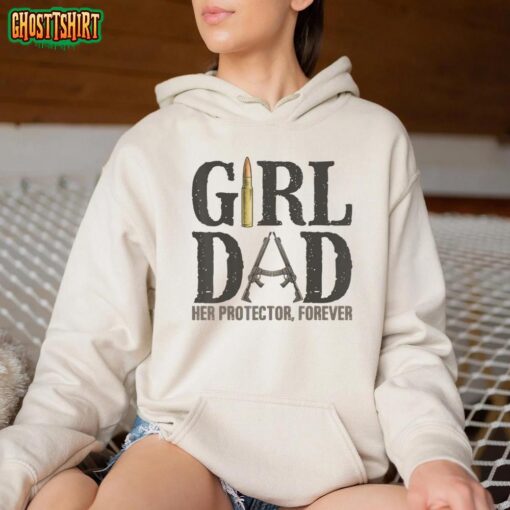 Mens Girl Dad Her Protector Forever, Father of Girls Daughter T-Shirt