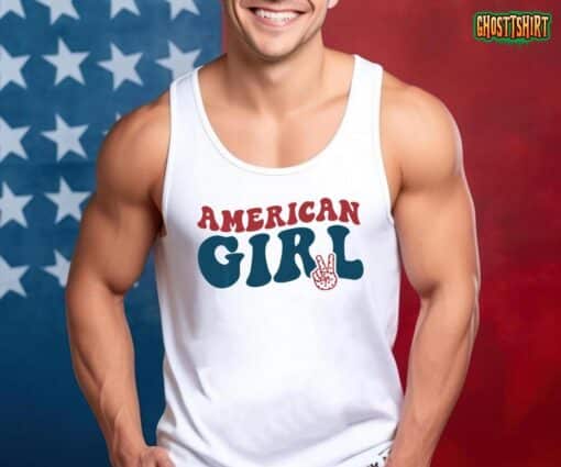 Retro Groovy All American Girls Fourth 4th of July Patriotic T-Shirt