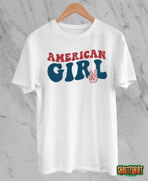 Retro Groovy All American Girls Fourth 4th of July Patriotic T-Shirt