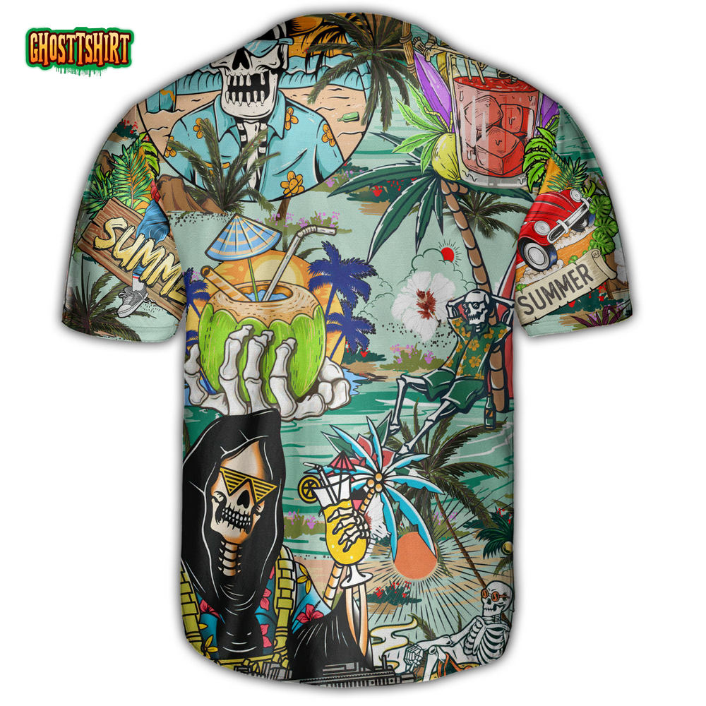 Skull Chill Out Summer Beach Baseball Jersey Skull Chill Out Summer Beach Baseball Jersey
