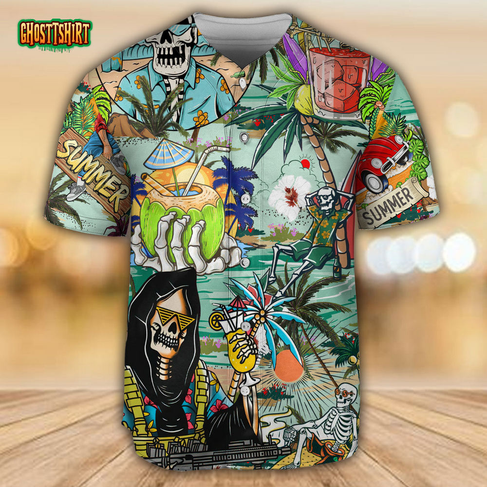 Skull Chill Out Summer Beach Baseball Jersey Skull Chill Out Summer Beach Baseball Jersey
