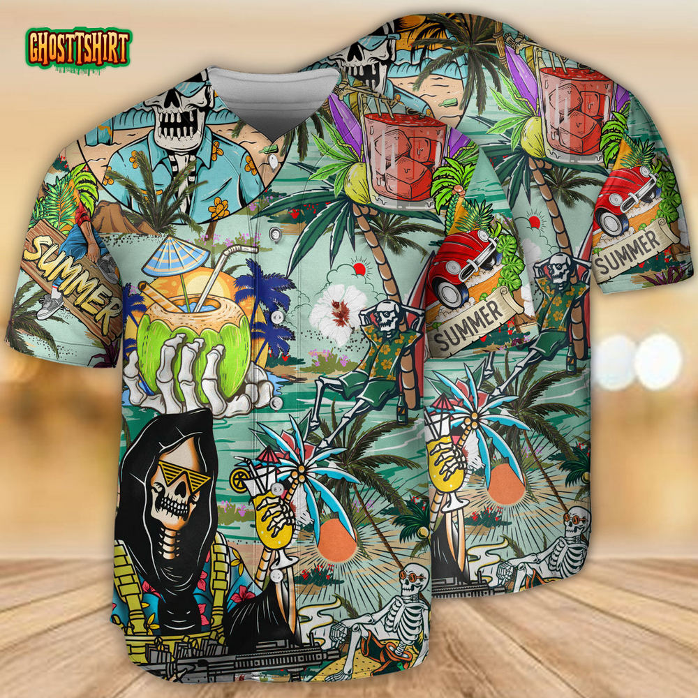 Skull Chill Out Summer Beach Baseball Jersey Skull Chill Out Summer Beach Baseball Jersey