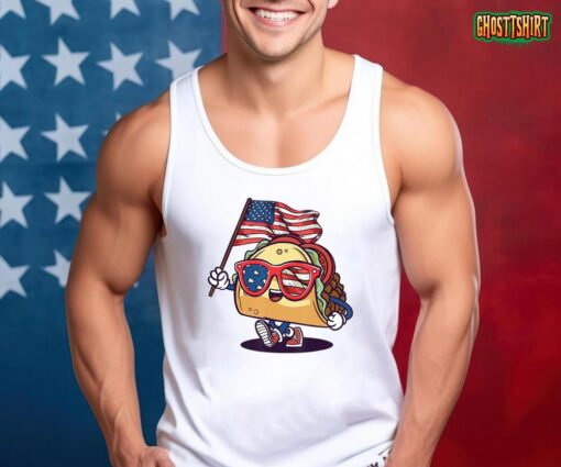 Taco Sunglasses American Flag USA Funny 4th Of July Gifts T-Shirt