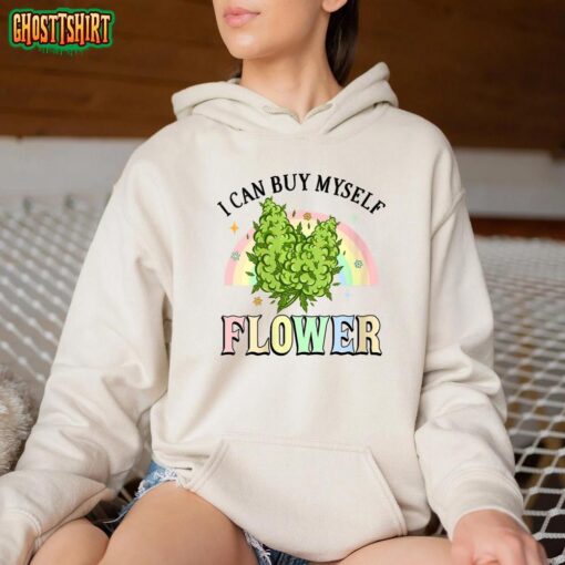 Womens I Can Buy Myself Flowers Weed Funny Marijuana Bud Stoner T-Shirt