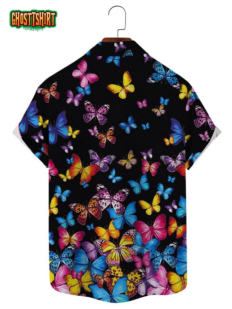 Butterfly Rainbow Print Short Sleeve Shirt Butterfly Rainbow Print Short Sleeve Shirt