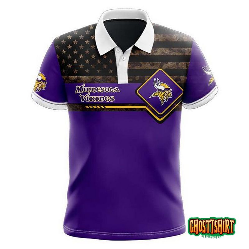 Minnesota Vikings American Flag Polo Shirt V1