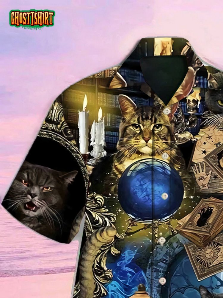 Mystical Meow Mystical Spooky Black Cats Hawaiian Shirt