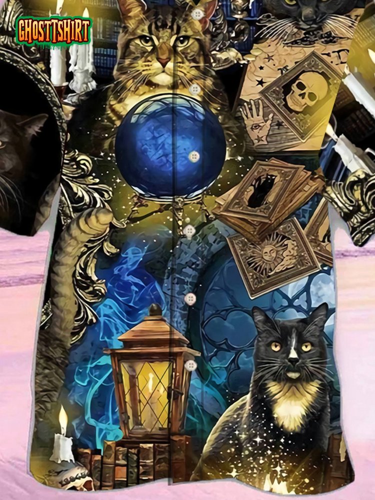 Mystical Meow Mystical Spooky Black Cats Hawaiian Shirt