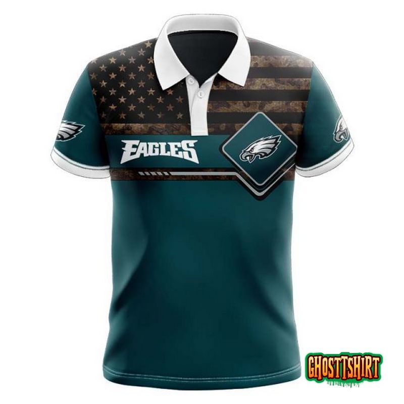 Philadelphia Eagles American Flag Polo Shirt V1