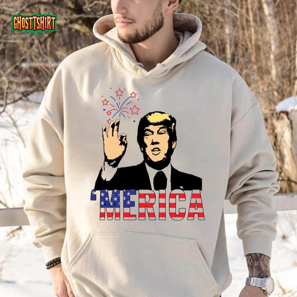 4 Juillet Donald Trump Merica Shirt, Donald Trump Happy 4th Of July Day ...