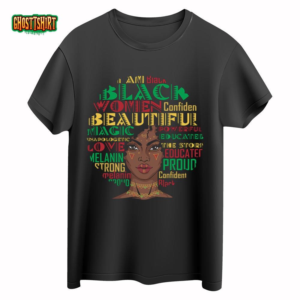 Black Woman Powerful African American Black T-Shirt