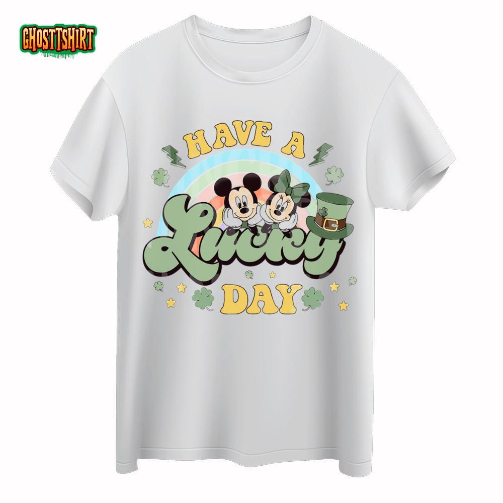 Disney Mickey Minnie Mouse Rainbow Have A Lucky Day St Patricks Day T